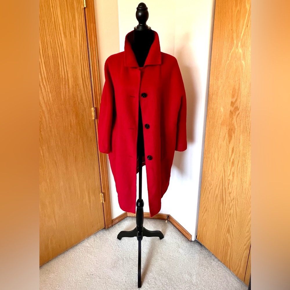 Anthropologie Elevenses red wool blend pea coat in size XS